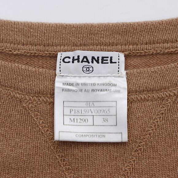 Authentic CHANEL Cashmere Knit Sweater Jumper Pullover Brown 38 - Picture 10 of 10